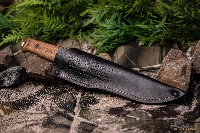 Нож Delta 420НС SW (Stonewash, дерево, кожаный чехол) - фото №1