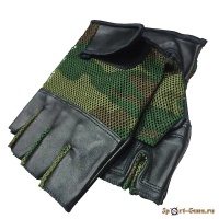 Тактические перчатки без пальцев в сеточку митенки (камуфляж) (Н218К)